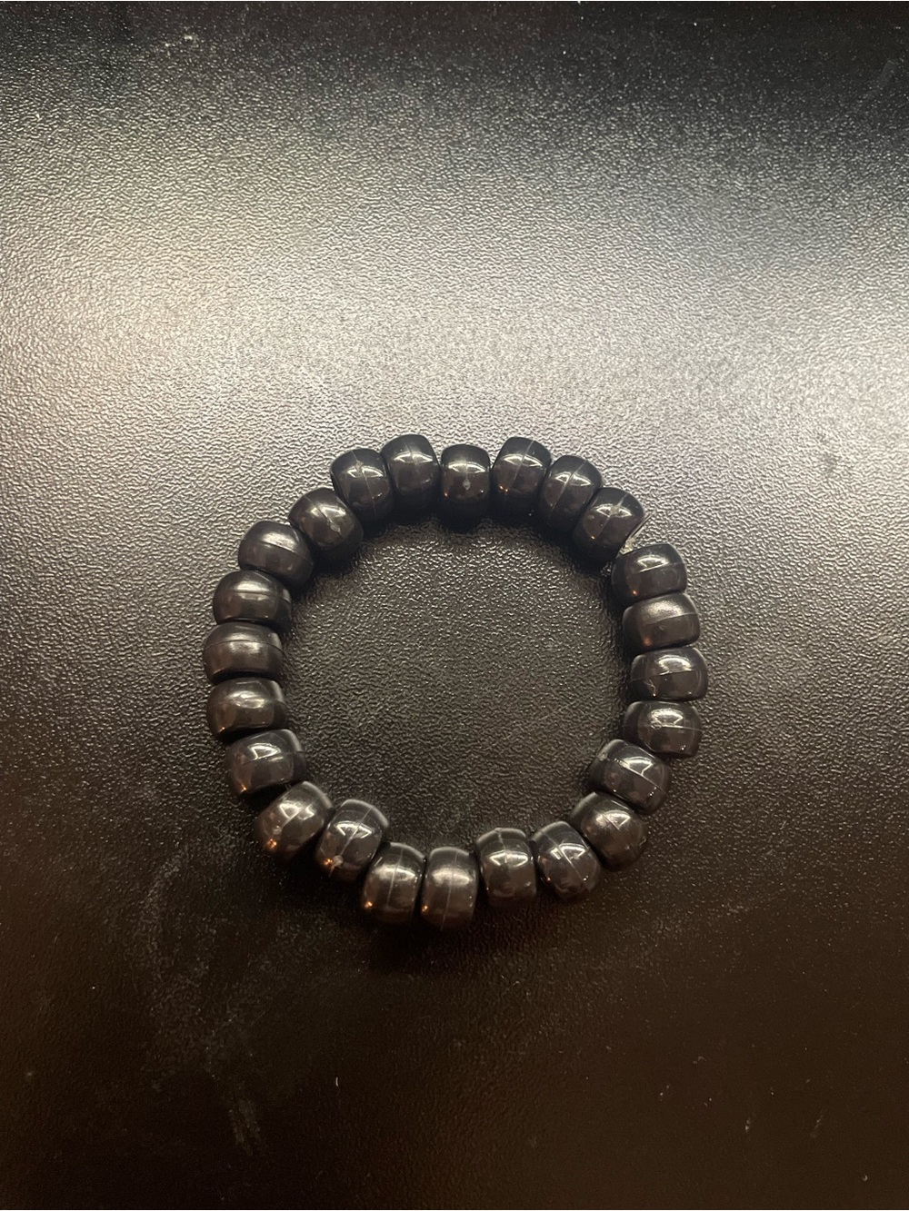 Black Beaded Stretch Bracelet for Men